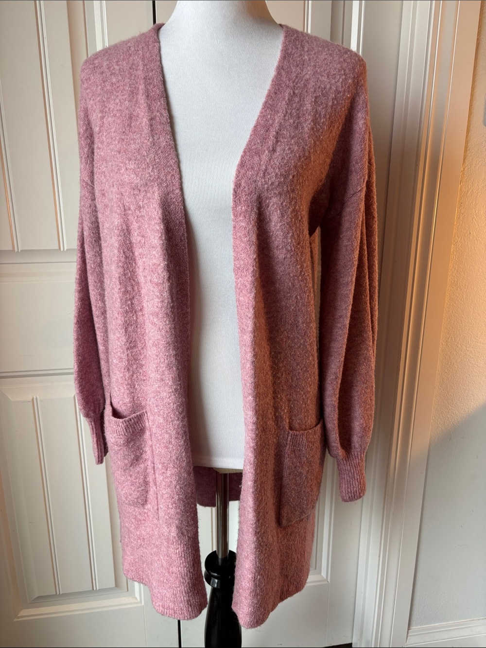 Madewell Dusty Rose Open-Front Cardigan